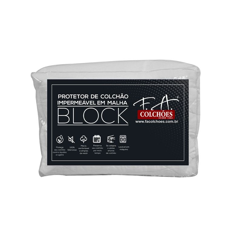 Protetor de Colchão Queen Impermeável em Malha 158x198x36cm - Block