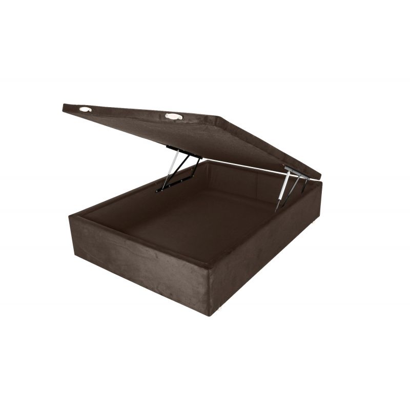 Box com Baú Suede Café Casal 138x188x44cm