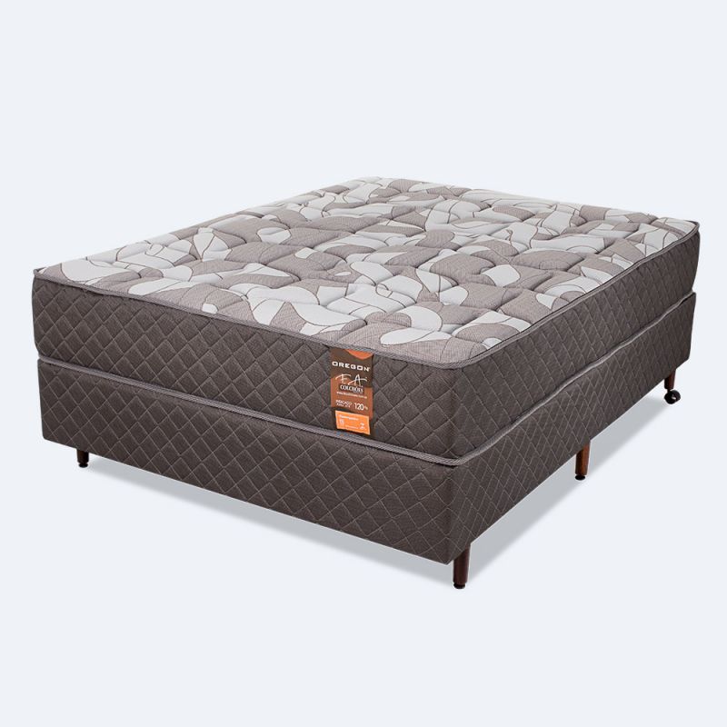 Cama Box Casal Molas Ensacadas Tampo Em Malha 138x188x59cm  - Oregon
