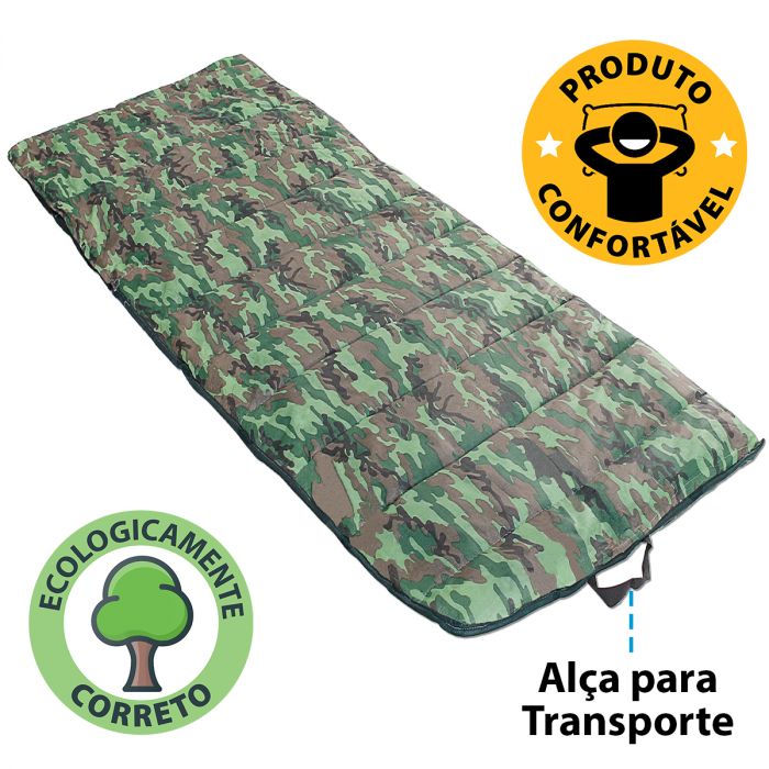 Saco De Dormir Ou Colchonete Para Acampamento 2 Em 1 Camping Pesca Retiro 190x60cm