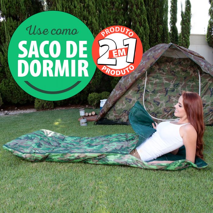 Saco De Dormir Ou Colchonete Para Acampamento 2 Em 1 Camping Pesca Retiro 190x60cm
