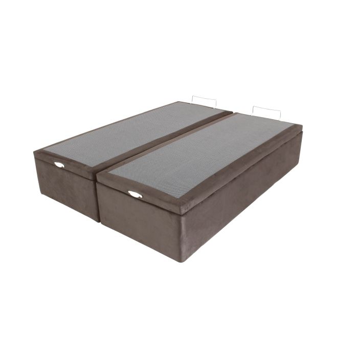 Box com Baú King Suede Café 193x203x44cm