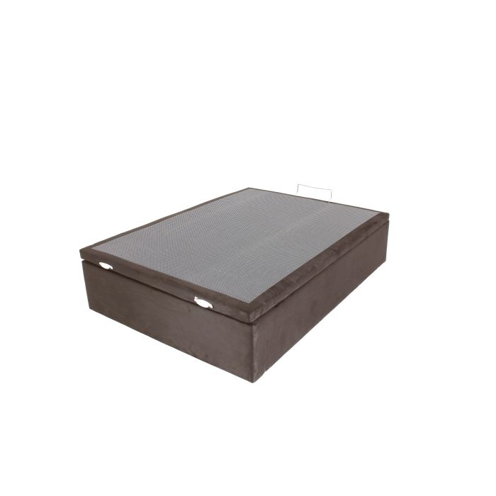 Box com Baú Suede Café Casal 138x188x44cm