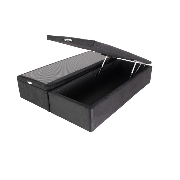 Box com Baú Queen Suede Preto 158x198x44cm