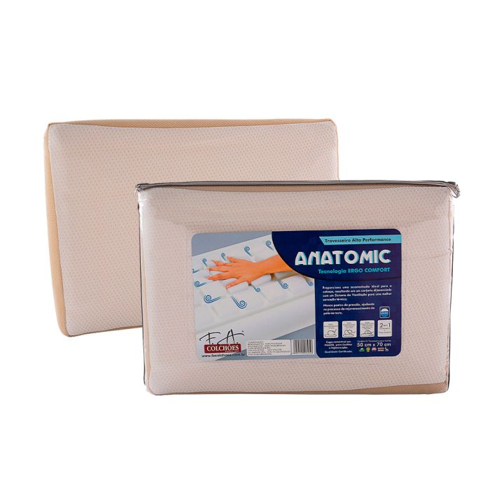 Travesseiro Corte Tridimensional Capa Antialérgica 50x70cm - Anatomic