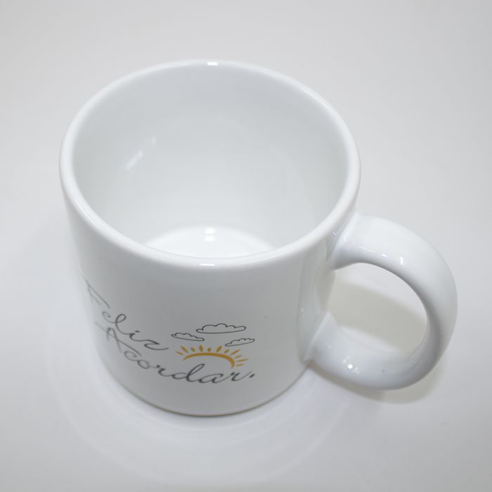 Kit 2 Canecas Brancas Feliz Acordar Oxford 360ml - F.A. Colchões
