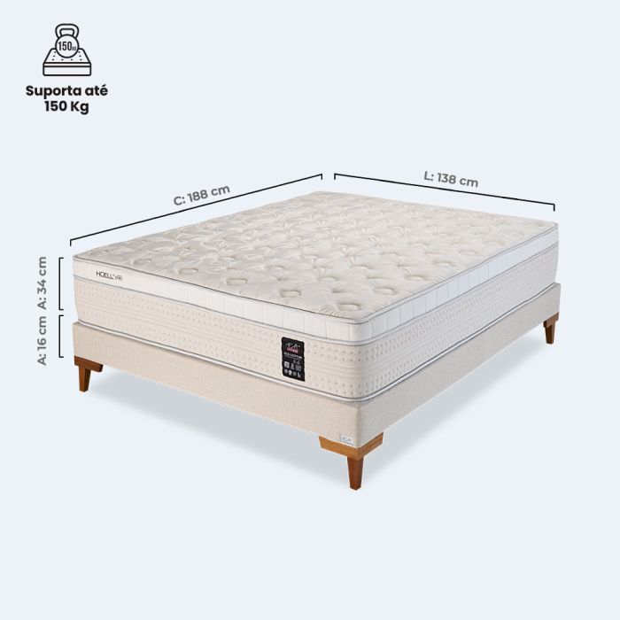 Cama Box Casal Hcell D40 Molas Ensacadas 138x188x68cm - Eco Cotton