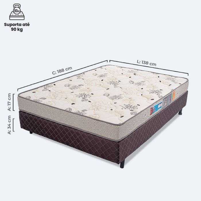 Colchão e Box Casal Espuma D28 Certificada 138x188x51cm - Ícaro