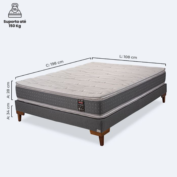Colchão e Box Viúva Espuma D45 Viscoelástica 108x198x62cm - Supreme