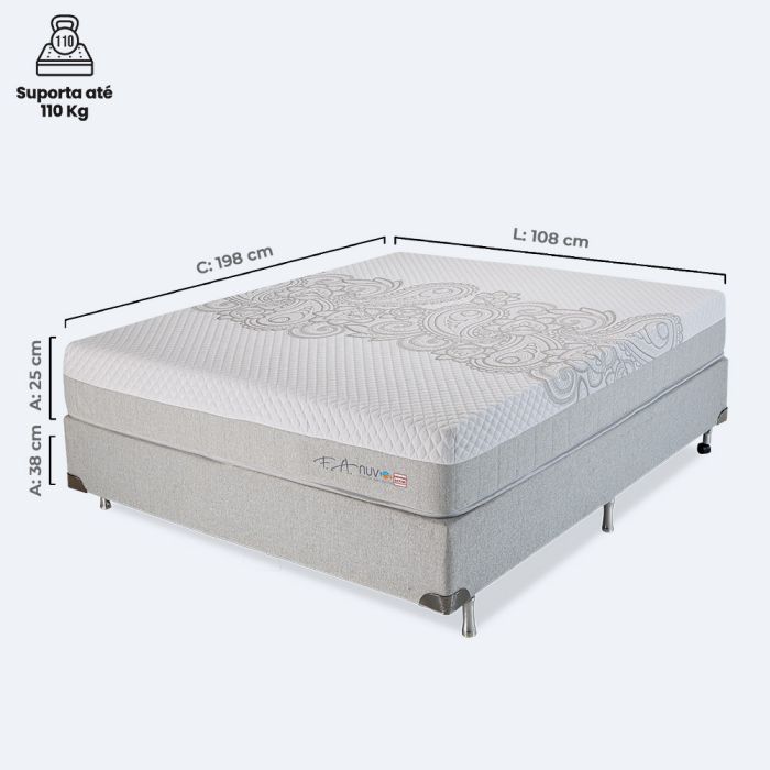 Colchão e Box Viúva Espuma SoftGel Wave System 108x198x63cm - NUV