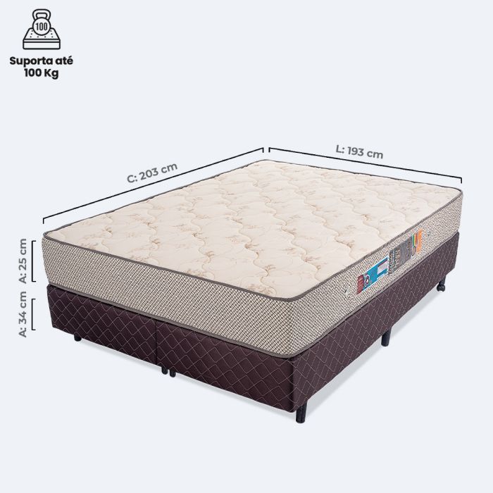 Colchão e Box King Espuma D33 Certificada 193x203x59cm - Ícaro
