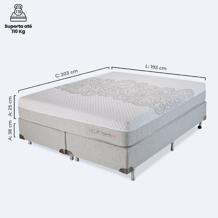 Colchão e Box King Espuma SoftGel Wave System 193x203x63cm - NUV