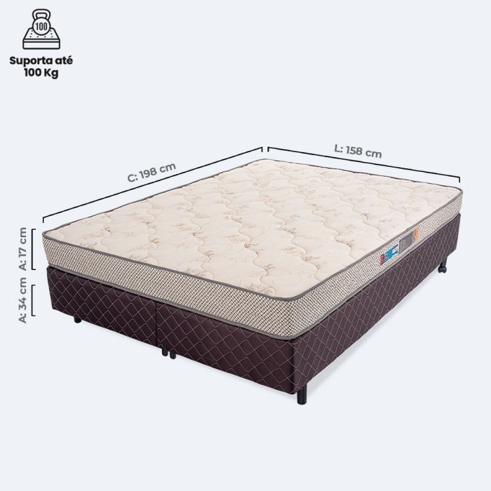 Colchão e Box Queen Espuma D33 Certificada 158x198x51cm - Ícaro