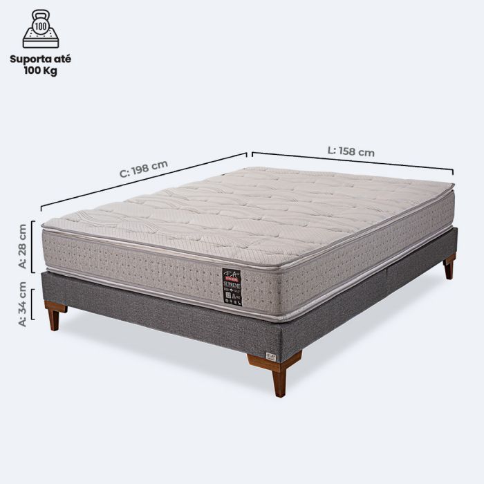 Cama Box Queen Espuma D33 Viscoelástica 158x198x62cm - Supreme