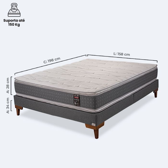 Colchão e Box Queen Espuma D45 Viscoelástica 158x198x62cm - Supreme