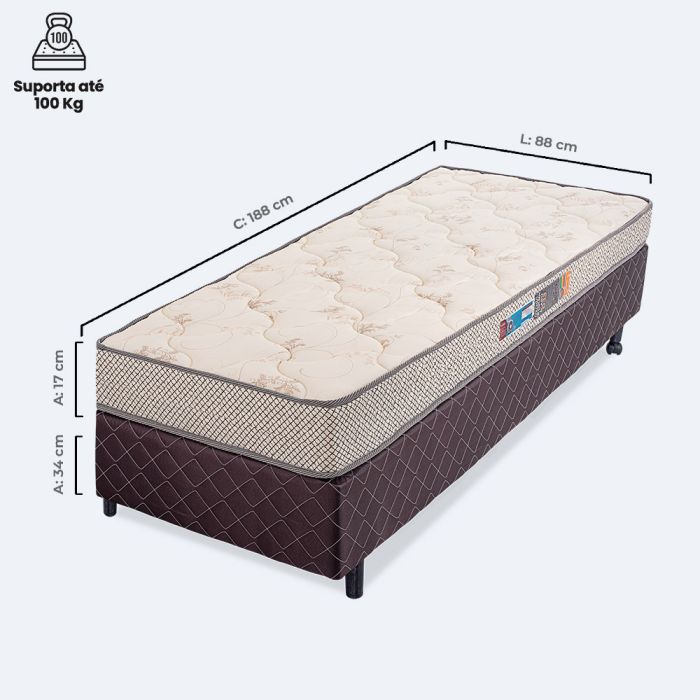 Colchão e Box Solteiro 88x188x51 cm Espuma D33 - Ícaro