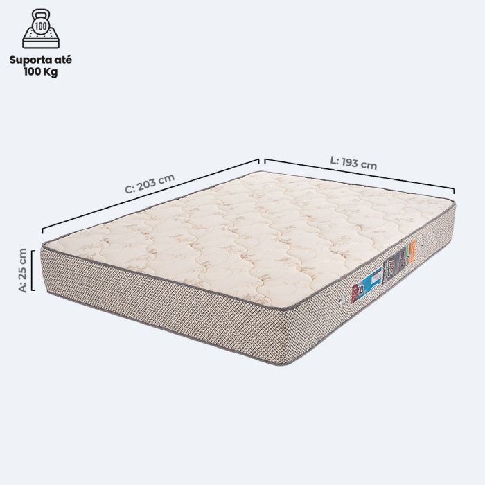 Colchão Ícaro King 193x203x25cm Espuma D33 Certificada - FA Colchões