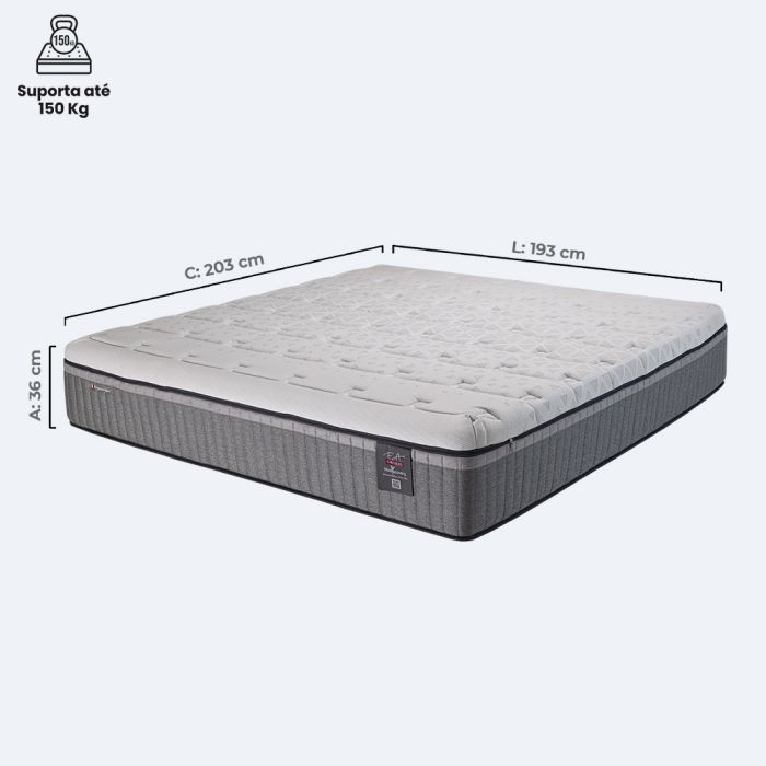 Colchão King Molas Ensacadas Espumas HCell e Viscoelástica Max Recovery  193x203cm F.A. Colchões