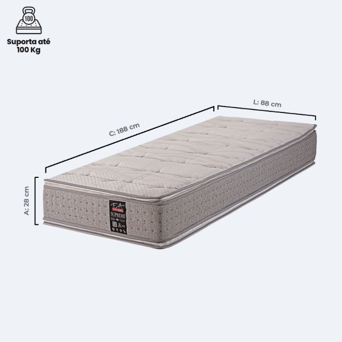 Colchão Twin Espuma D33 Viscoelástica 97x203x28cm - Supreme