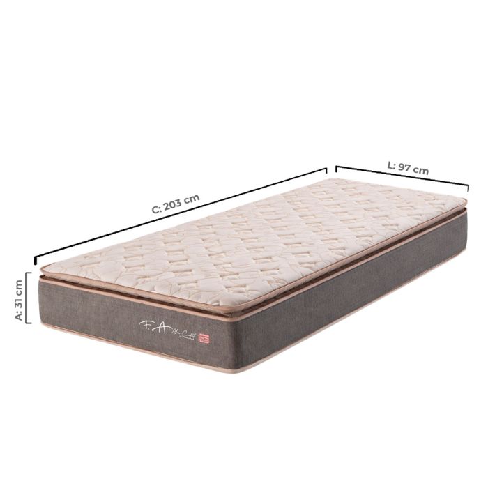 Colchão Solteirão Molas Ensacadas e Pillow Top New Comfort 97x203cm F.A. Colchões